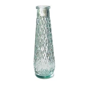 Ваза для квітів скляна блідо-зелена 22 см x 6.5 см